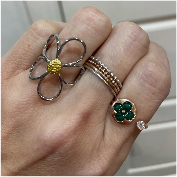 Silver Tone Flower Adjustable Boho Ring - Picture 6 of 6